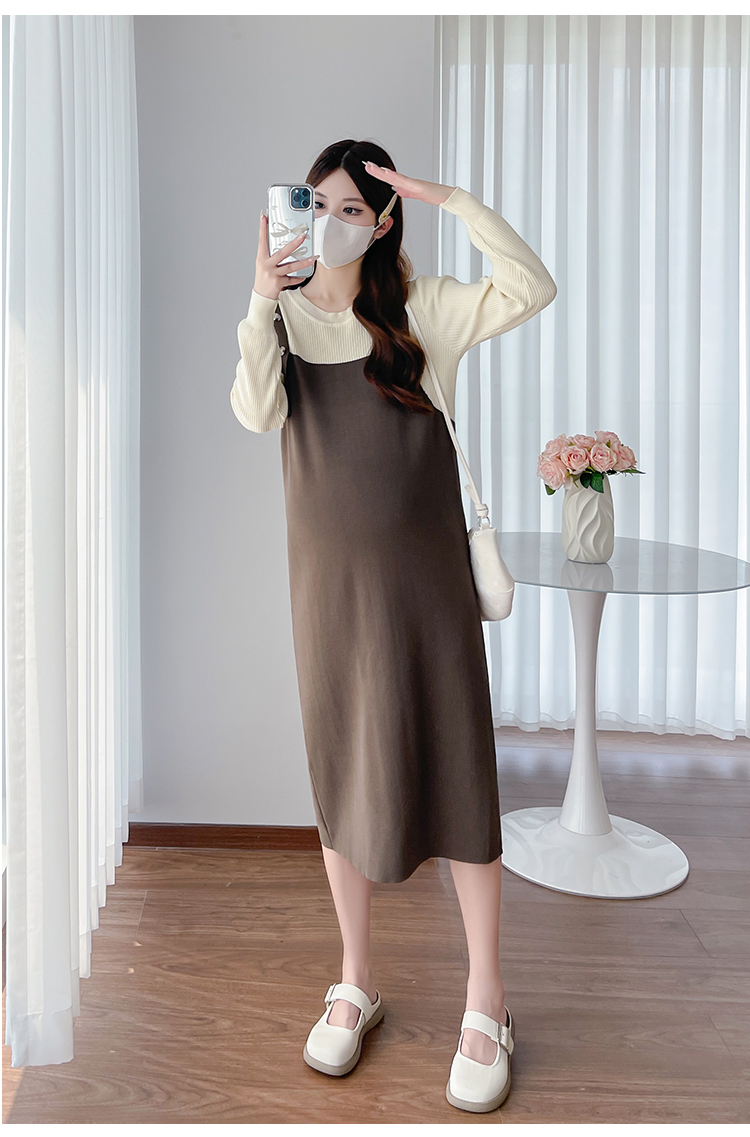 秋冬季孕妇新宠 实拍新款假两件针织毛衣孕妇裙，时尚与舒适的完美融合